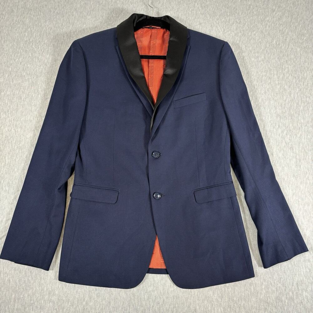 Shoreditch London Blazer Mens Size 40 40S Slim Fit Blue Polyester Wool